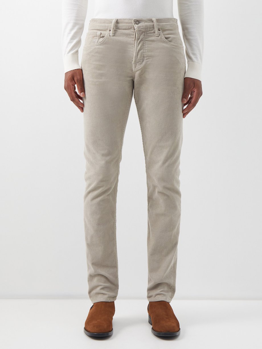 Tom Ford Beige Cotton-blend corduroy slim-leg trousers | 매치스패션, 모던 럭셔리 ...