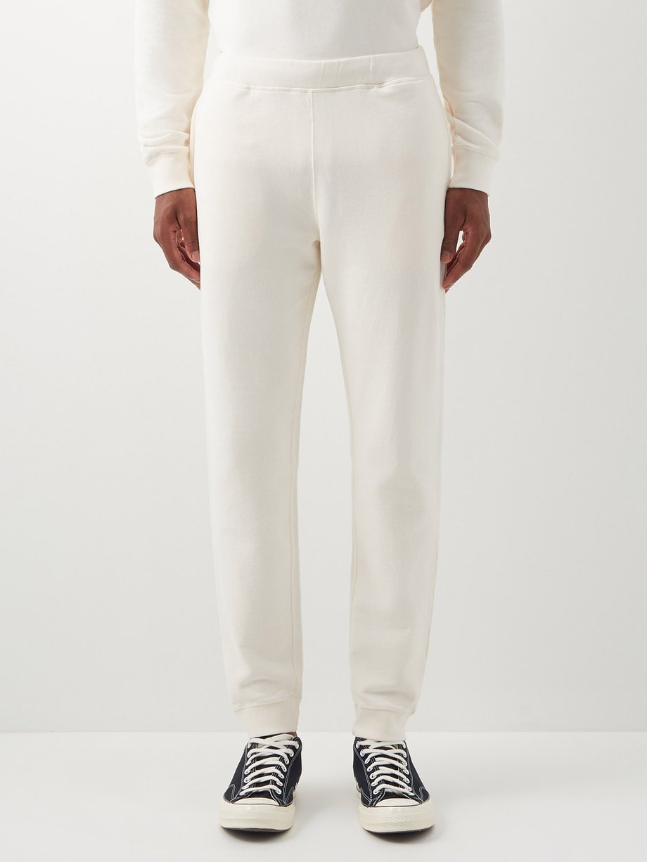 Neutral Tapered cotton loopback-jersey track pants | Sunspel ...