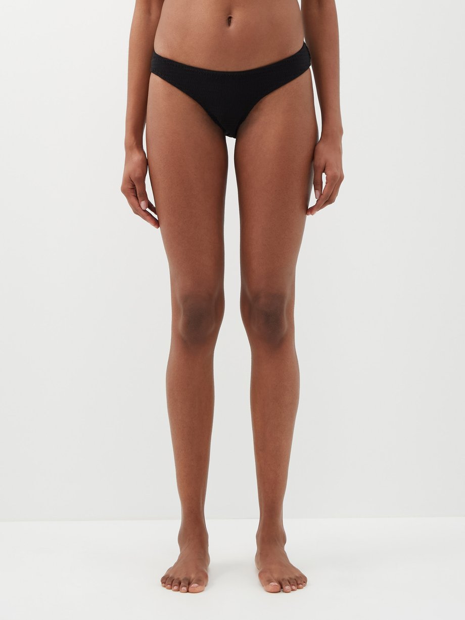토템 Toteme Black Low-rise smocked recycled-fibre bikini briefs