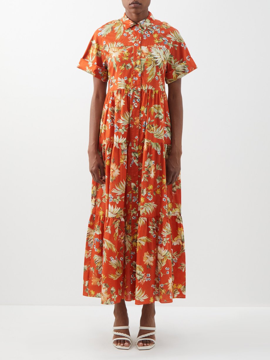 Vacation Helena floral-print cotton maxi dress Red Erdem ...