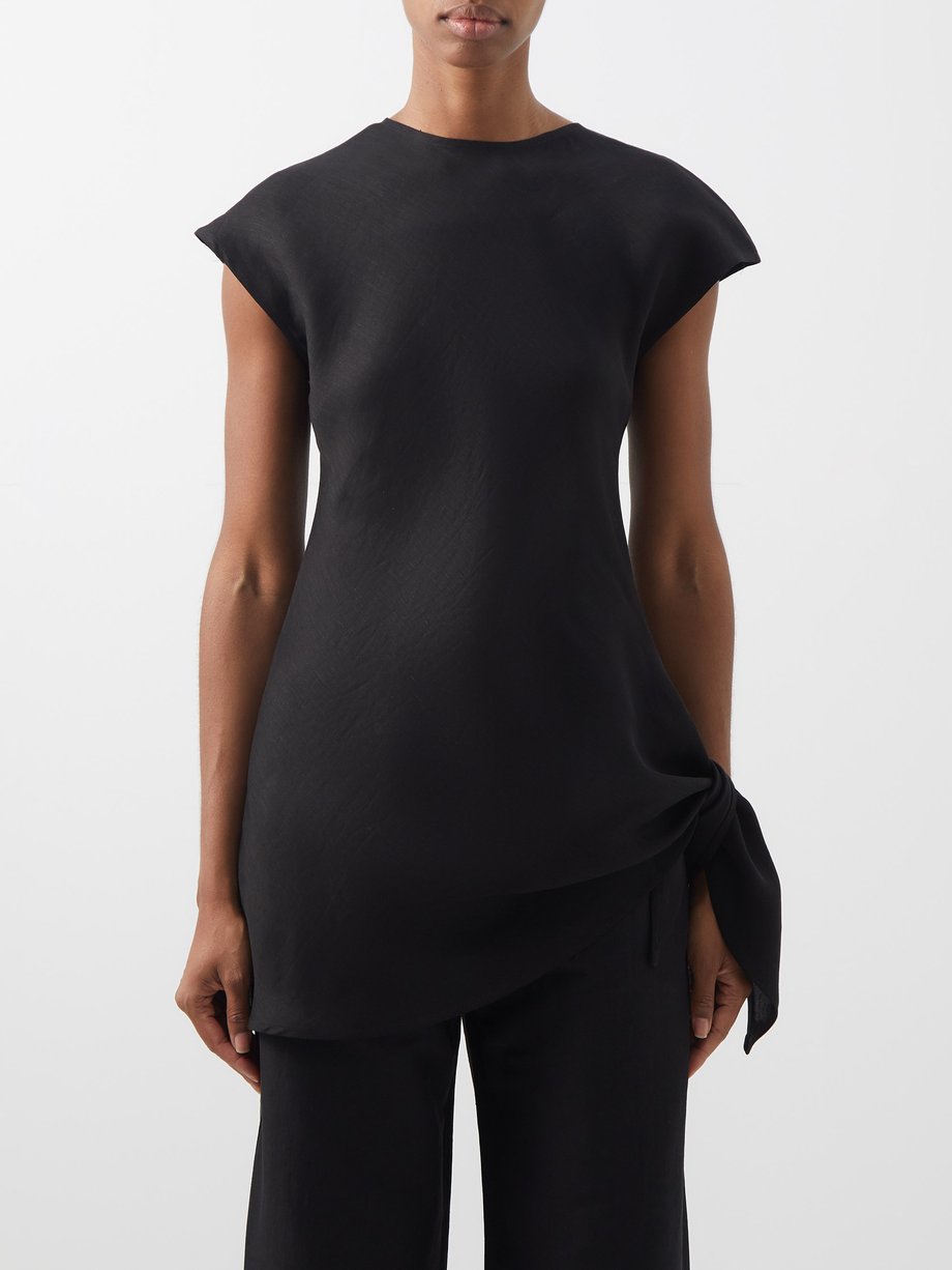 Black Side-knot linen top | Toteme | MATCHESFASHION AU