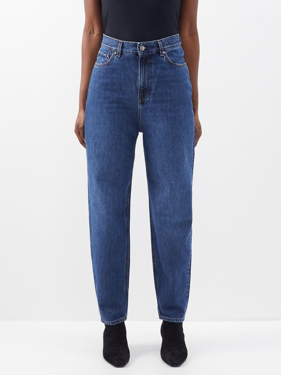 Blue High-rise organic-cotton tapered jeans | Toteme | MATCHESFASHION AU