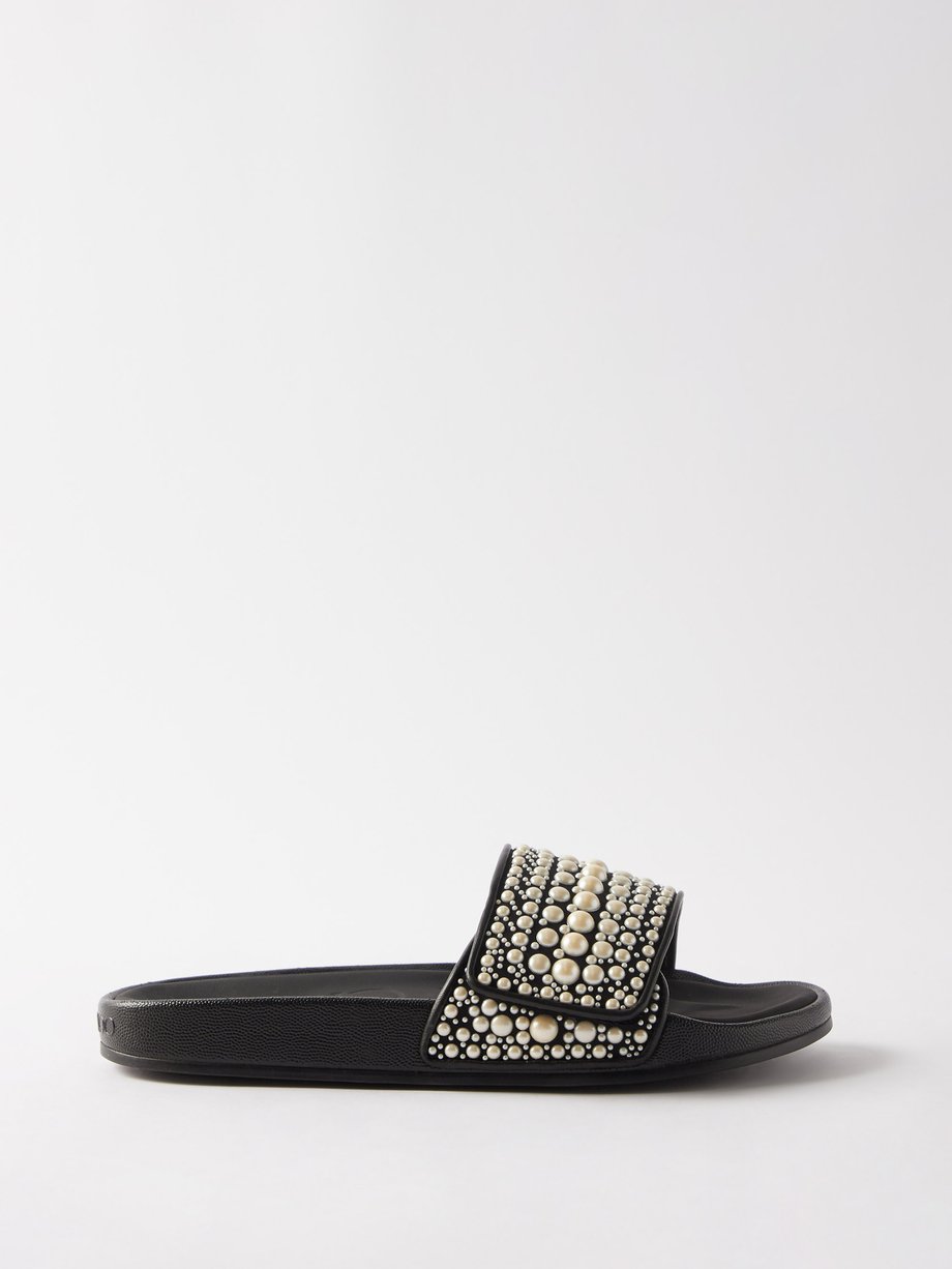 Black MATCHESFASHION Women Shoes Sandals Fitz Pearl-embellished Slides Womens 