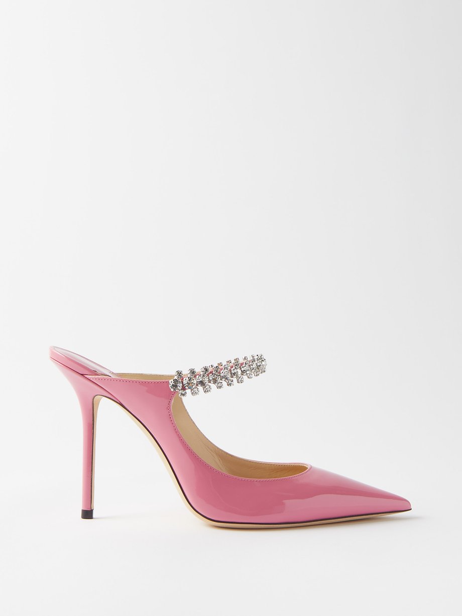 Pink Bing 100 crystal-embellished leather pumps | Jimmy Choo ...