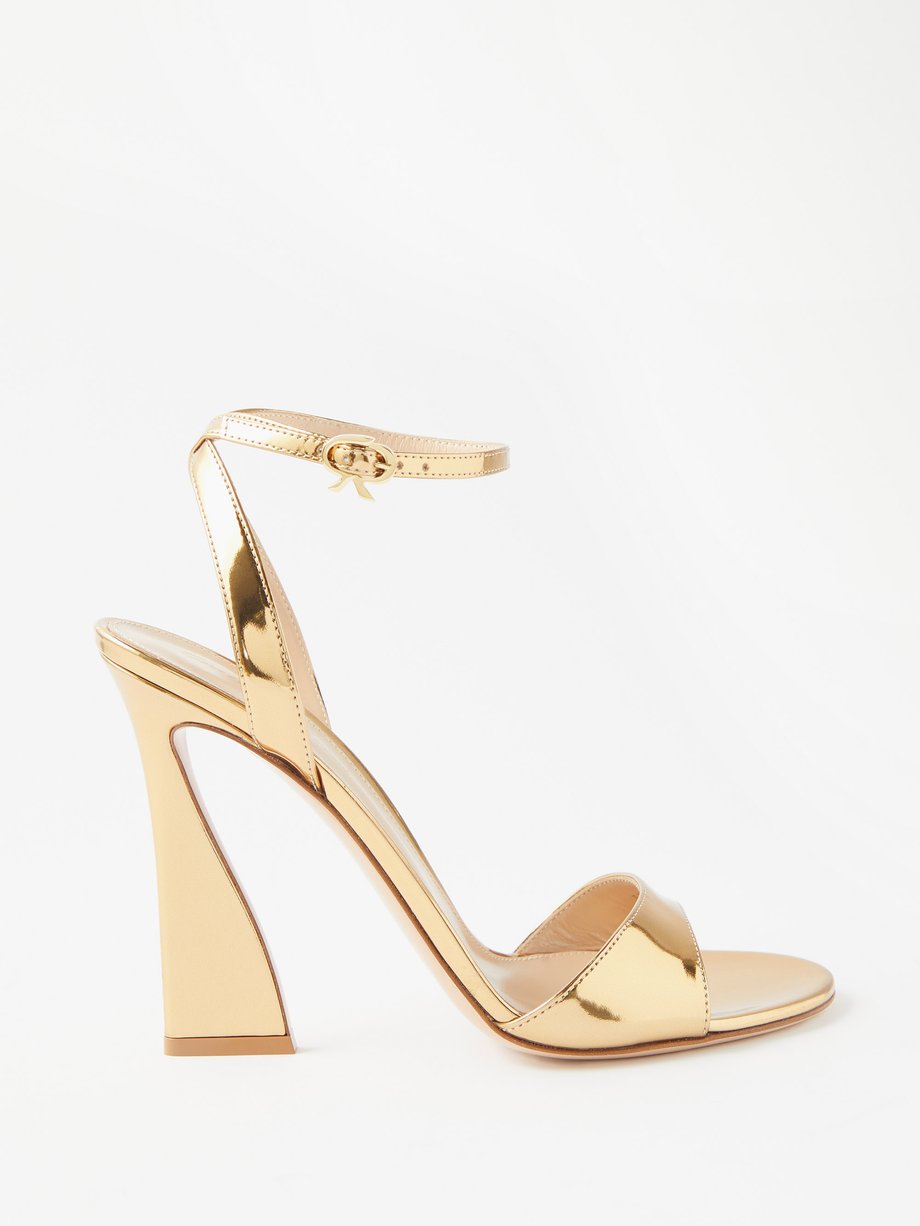 Gold Aura 105 mirrored-leather sandals | Gianvito Rossi | MATCHESFASHION US