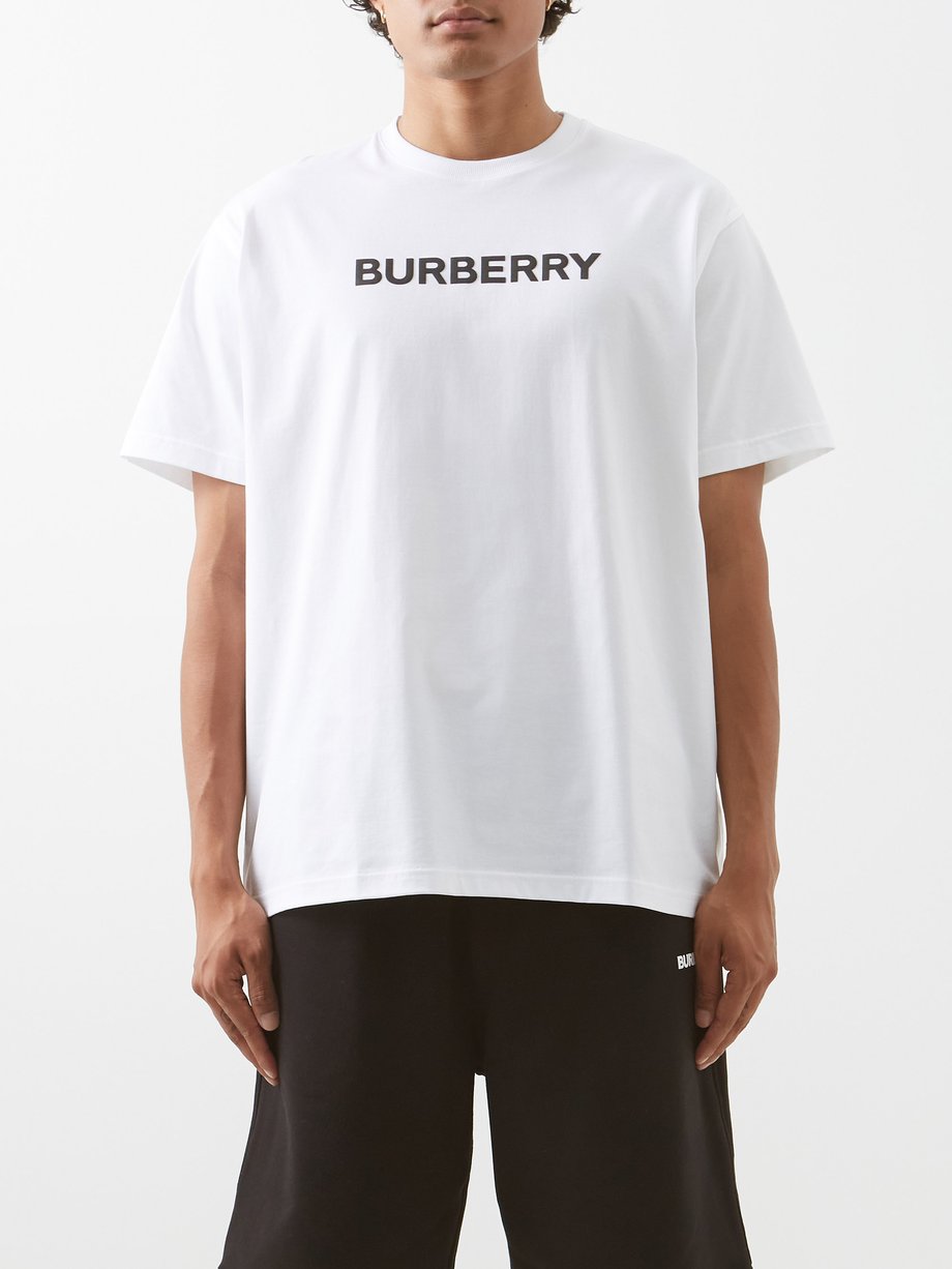 버버리 Burberry White Harriston logo-print cotton-jersey T-shirt