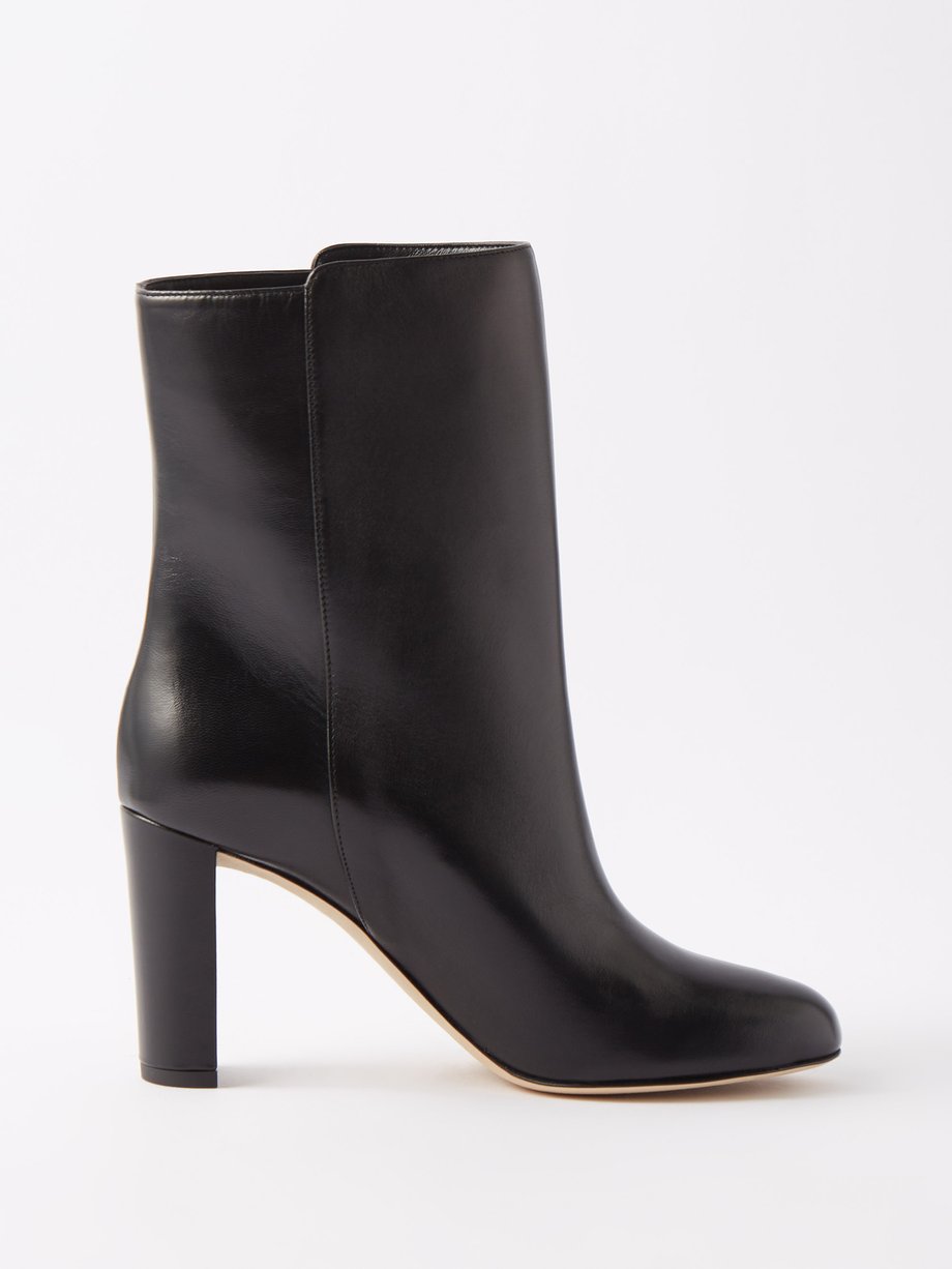 Black Rina 85 faux-pearl leather ankle boots | Jimmy Choo ...