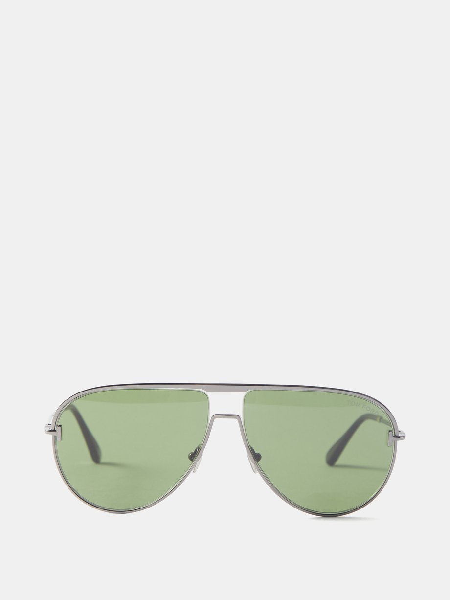 Green Theo aviator metal sunglasses | Tom Ford | MATCHESFASHION US