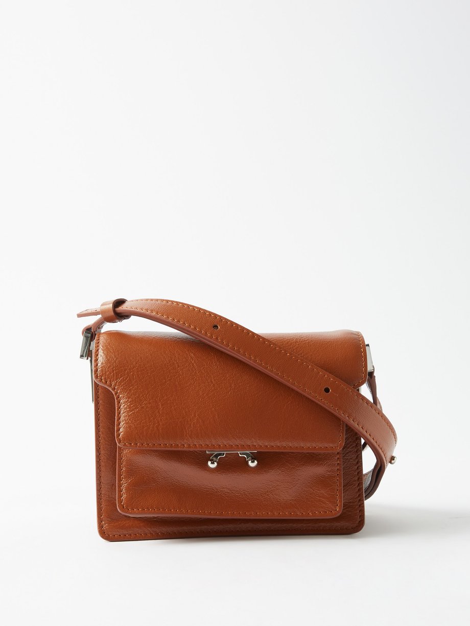 마르니 트렁크백 미니 Marni Brown Trunk mini leather cross-body bag