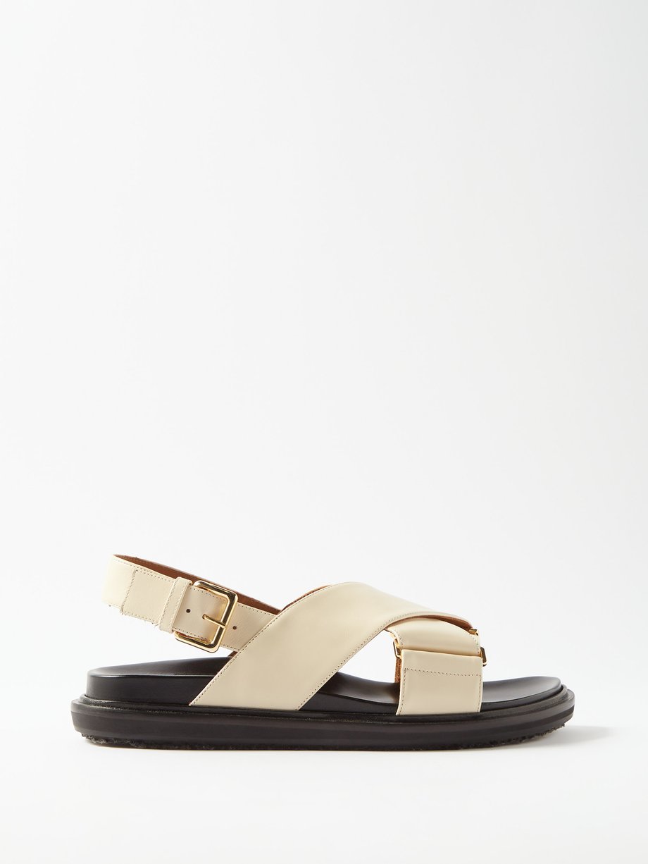 마르니 샌들 Marni White Fussbett leather sandals