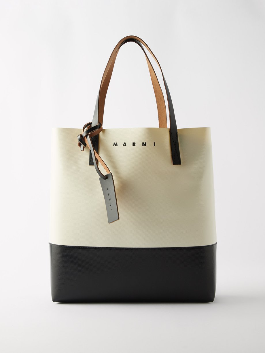 마르니 쇼핑 토트백 Marni White Shopping coated-canvas tote bag