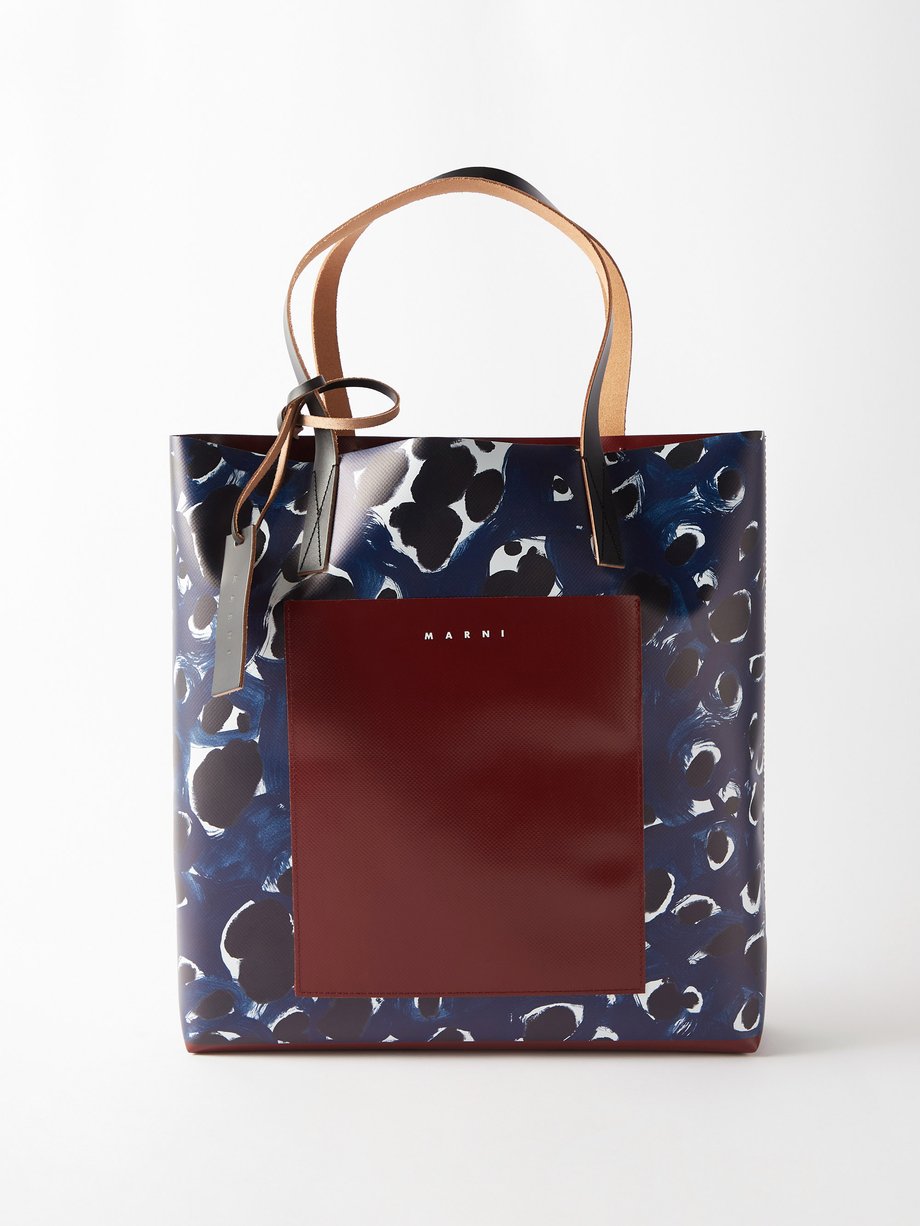 마르니 토트백 Marni Navy Tribeca Pop Dots-print tote bag