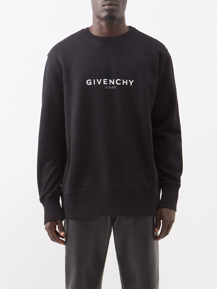 Givenchy Black Logo-print cotton-jersey sweatshirt | 매치스패션, 모던 럭셔리 온라인 쇼핑