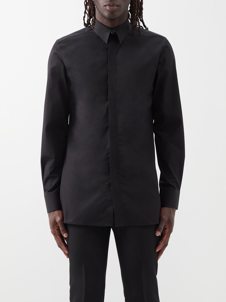 Givenchy Givenchy French-placket cotton-poplin shirt Black ...