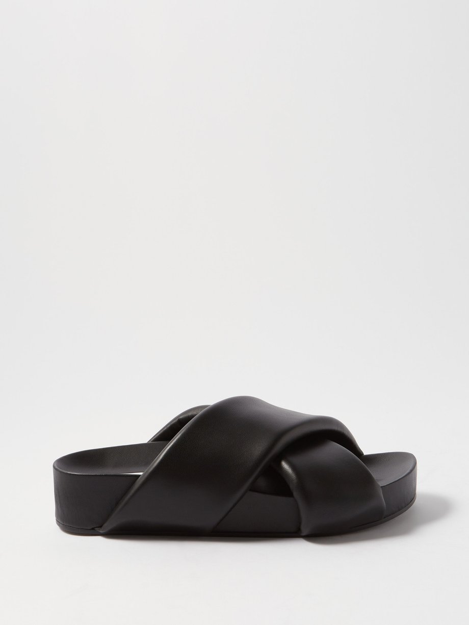 Padded leather platform slides Black Jil Sander | MATCHESFASHION FR