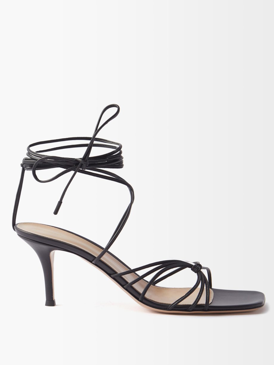Black Sylvie 70 laced leather sandals | Gianvito Rossi | MATCHESFASHION UK