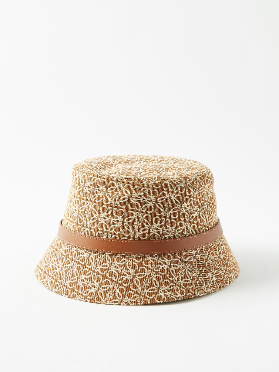 Anagram-jacquard cotton-blend canvas bucket hat