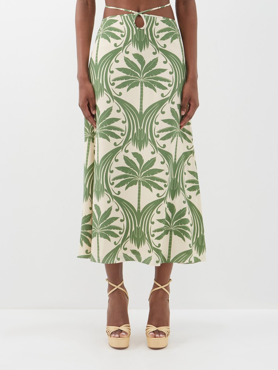 Johanna Ortiz Johanna Ortiz Sunlight Silk floral-print silk-crepe skirt ...