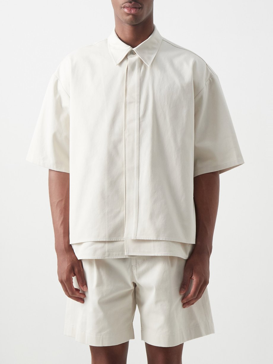 Le17Septembre Homme Beige Short-sleeved layered denim shirt | 매치스패션, 모던 ...