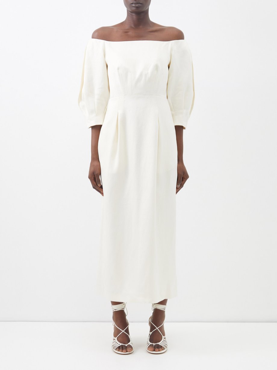 White Majano off-the-shoulder linen-twill dress | Gabriela Hearst ...