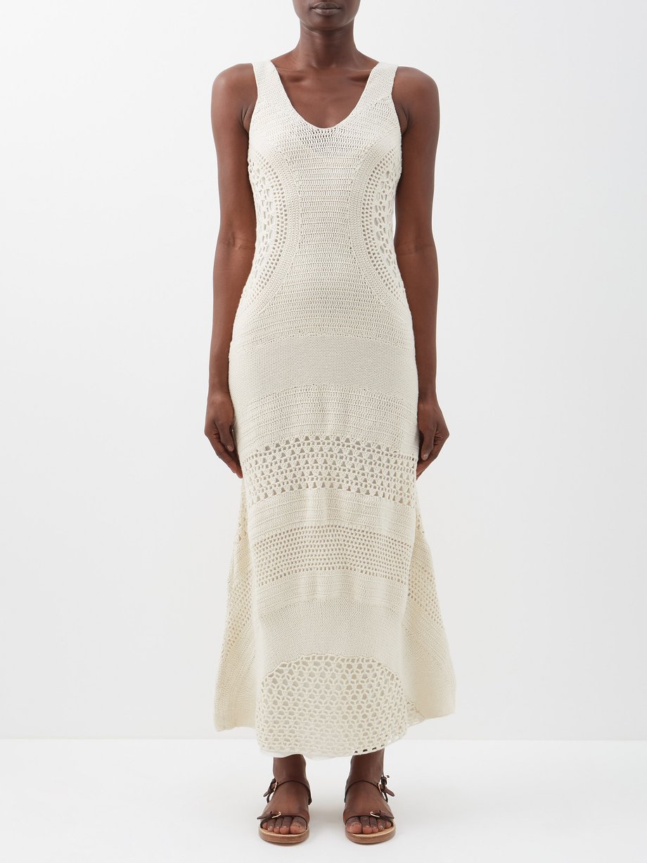 White Ocon Crocheted Cashmere Dress Gabriela Hearst Matchesfashion Uk