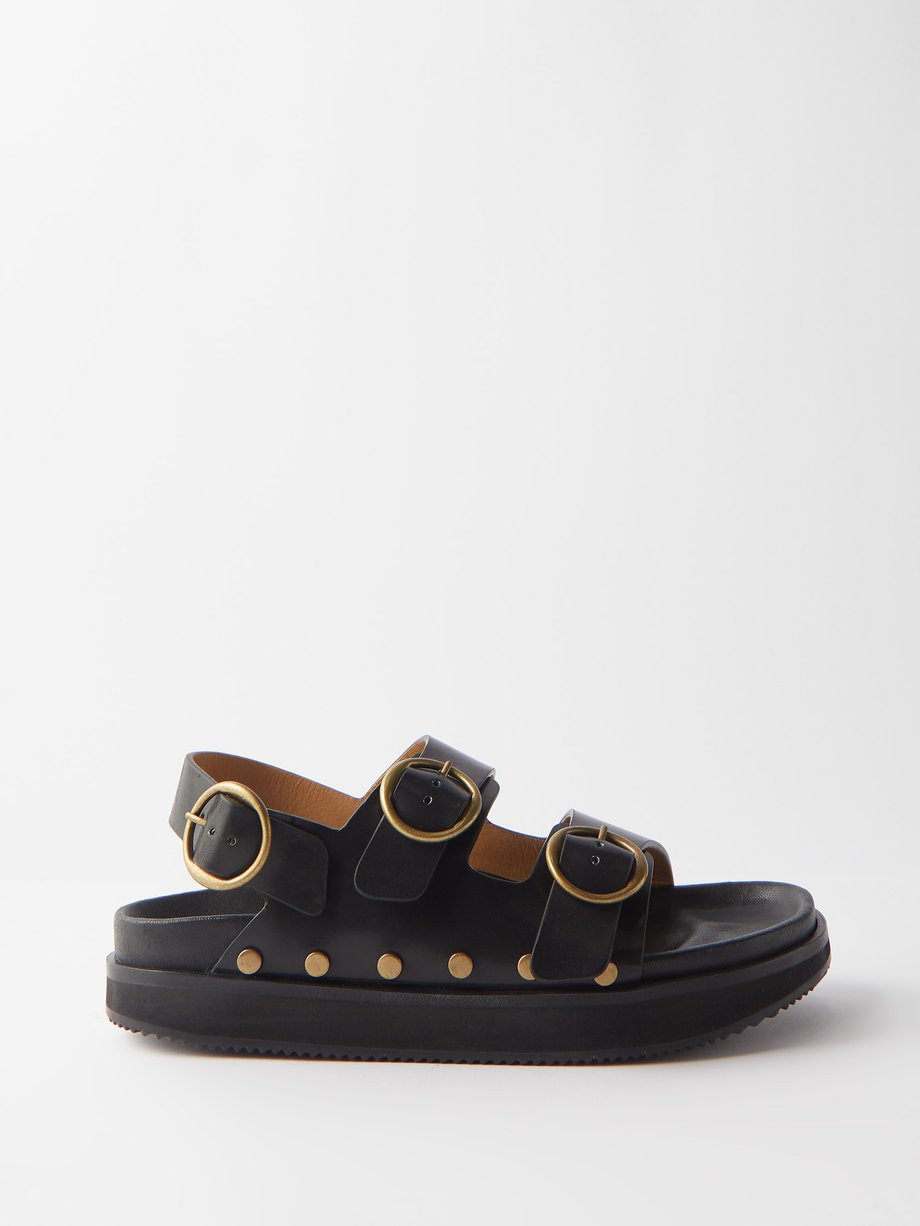 Black Ophie buckle-strap leather sandals | Isabel Marant ...