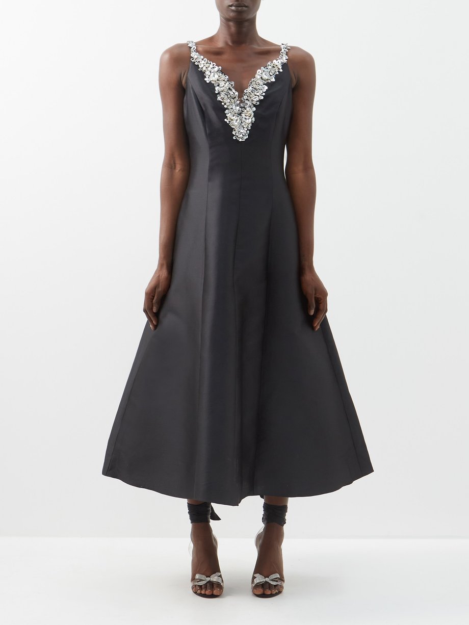 Black Crystal-embellished silk-blend gown | Carolina Herrera ...