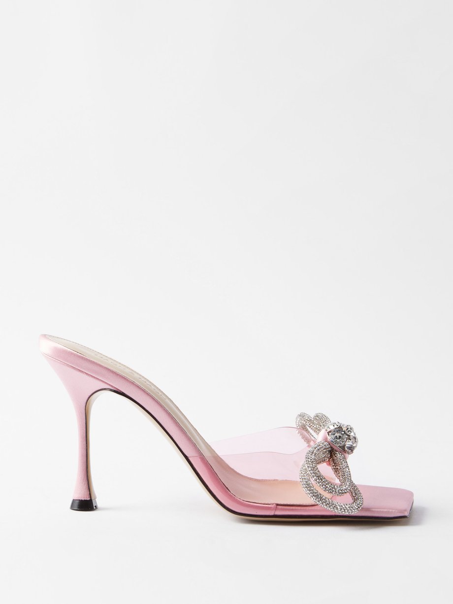 Pink Double Bow 95 crystal & PVC mules | Mach & Mach | MATCHESFASHION UK