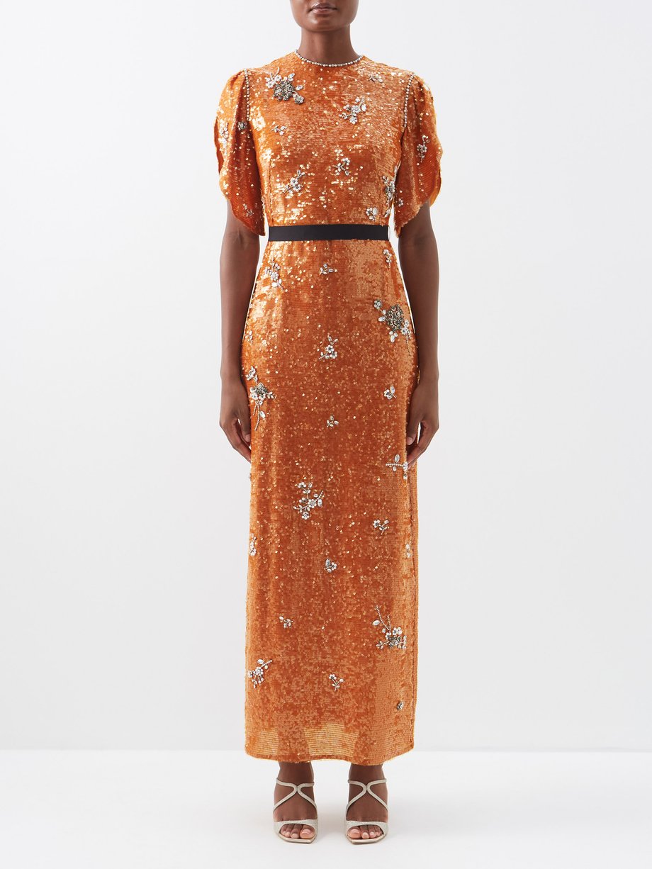 Orange Asteria sequinned maxi dress | Erdem | MATCHESFASHION US