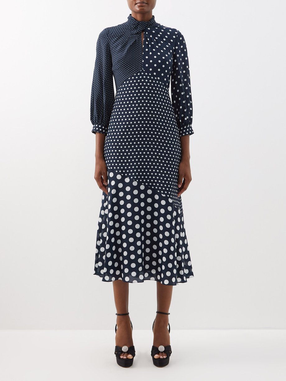 Erdem Navy Keena polka-dot silk crepe de Chine midi dress | 매치스패션, 모던 ...