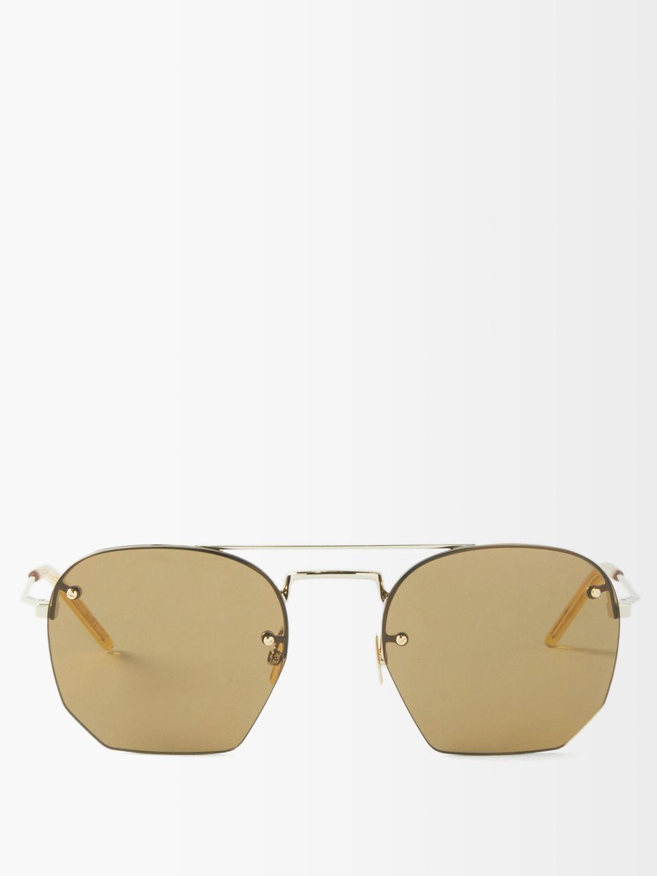 Gold Rimless round metal sunglasses | Saint Laurent | MATCHESFASHION AU