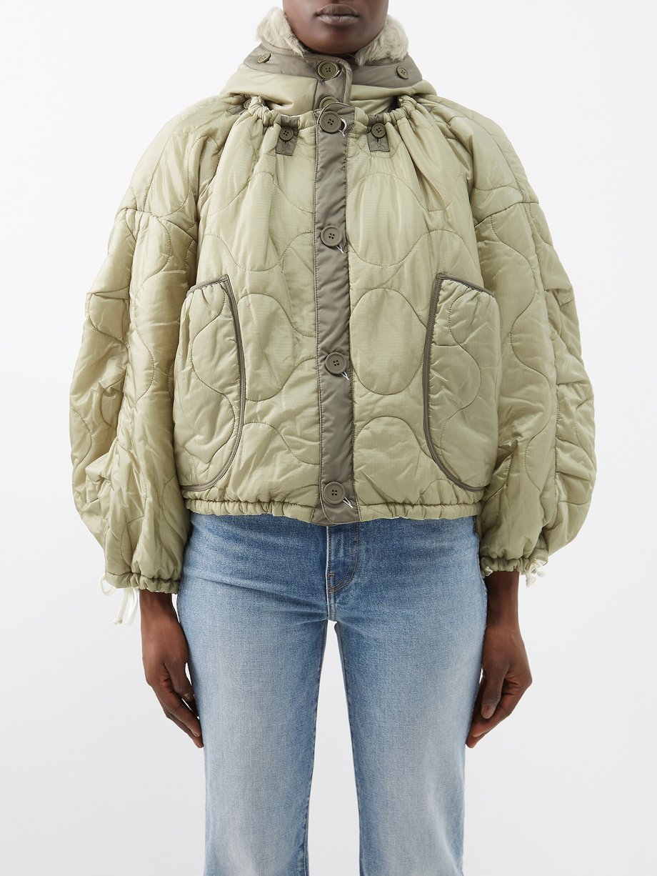 Green white Reversible parachute quilted jacket | Marfa Stance ...