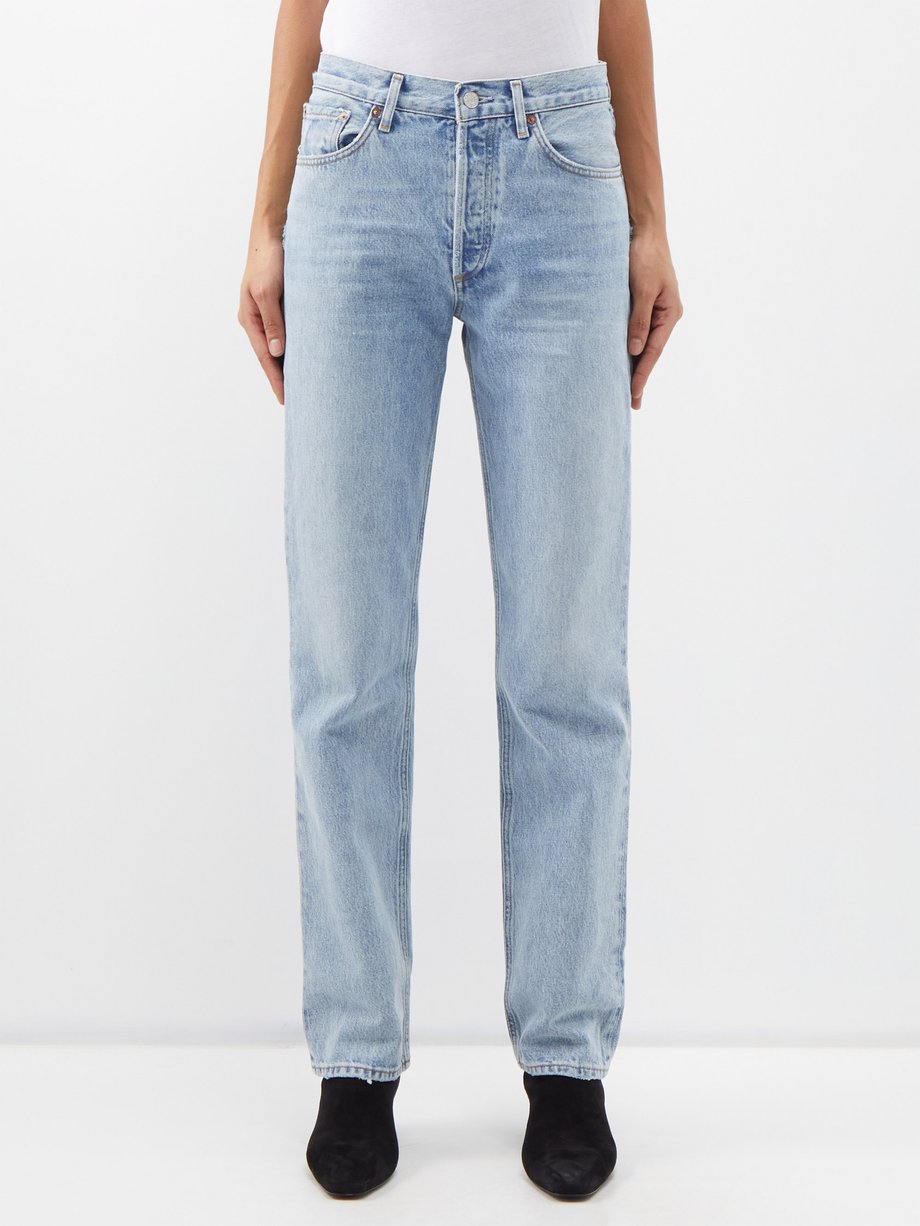 Agolde Denim Mid-Rise Straight Jeans Lana in Blau Damen Bekleidung Jeans Jeans mit gerader Passform 