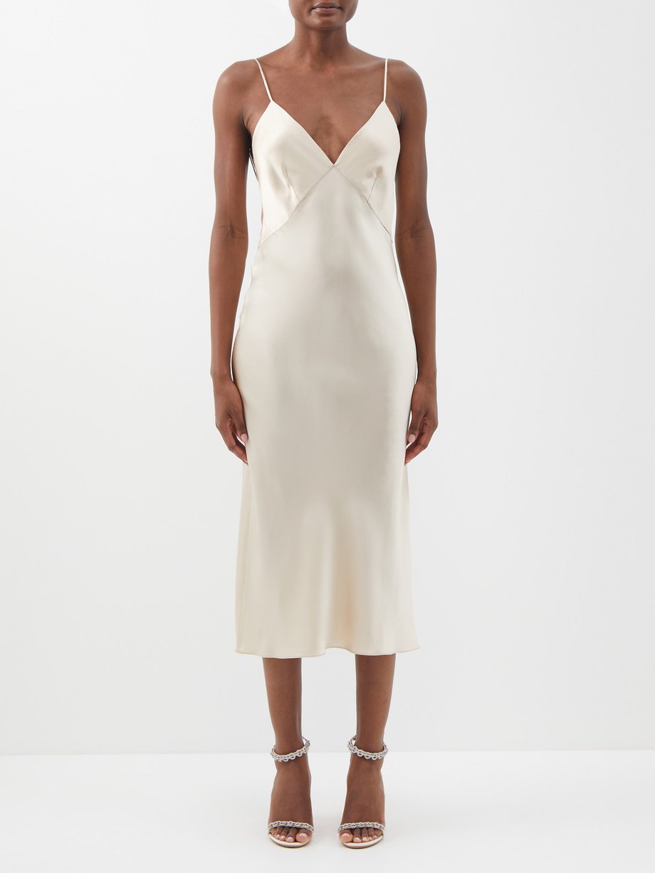 Olivia von Halle, The Issa Ivory Silk Slip Dress