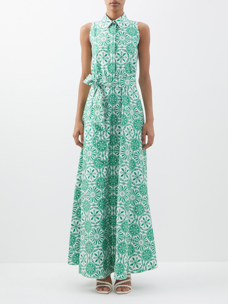 Borgo De Nor Green Paloma tile-print cotton-poplin shirt dress | 매치스패션 ...