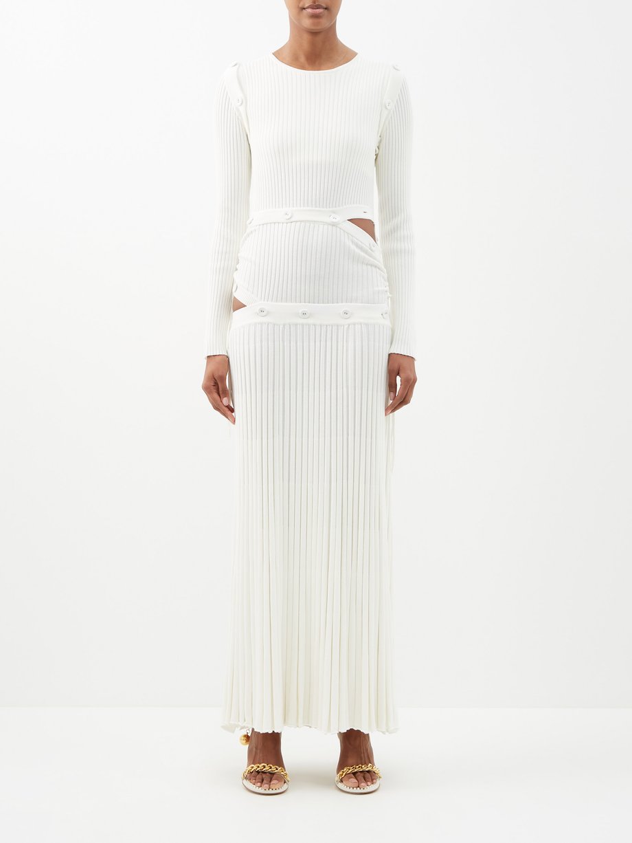 Christopher Esber White Deconstructed cutout ribbed-knit maxi dress
