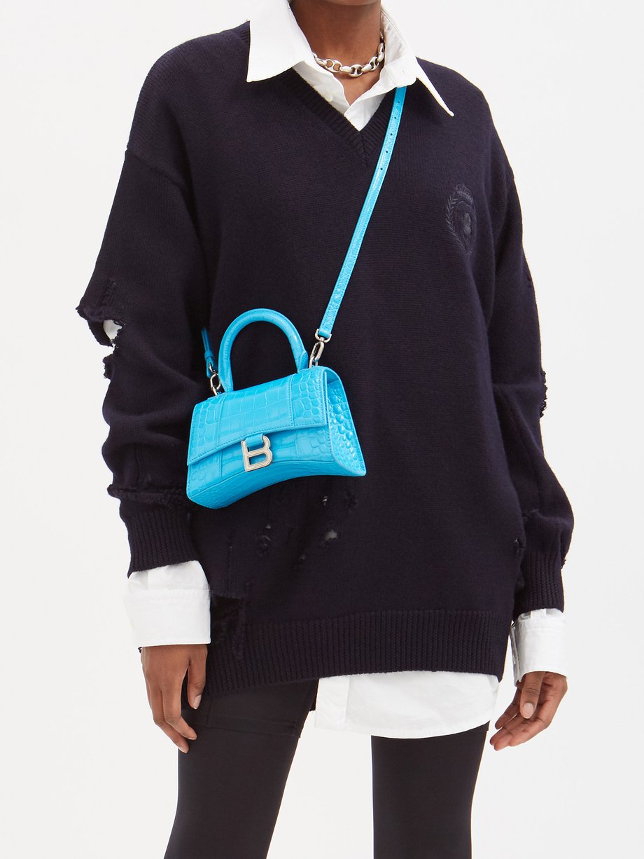 Navy Logo-embroidered distressed wool sweater | Balenciaga ...