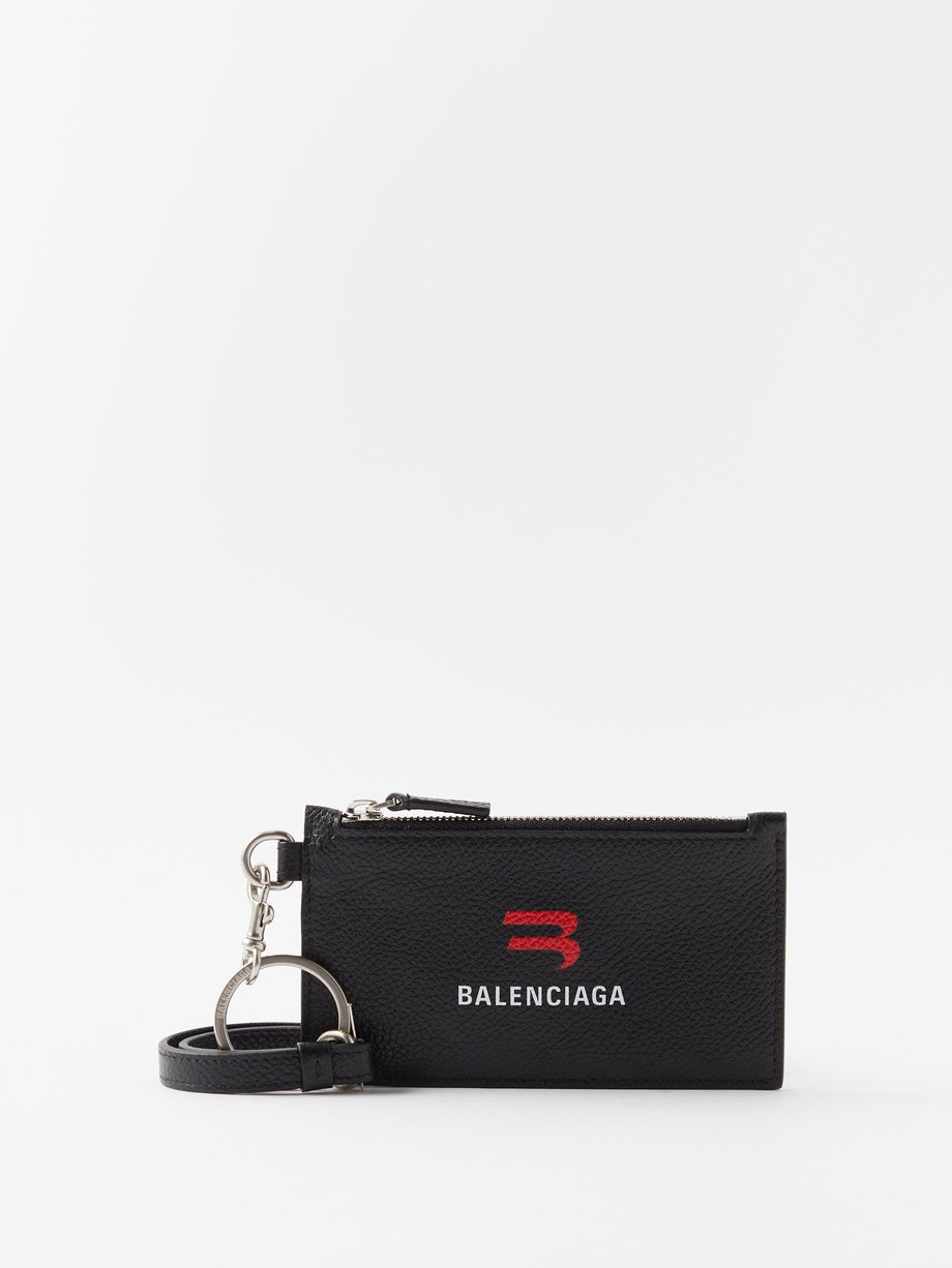발렌시아가 Balenciaga Black Cash zipped leather cross-body cardholder