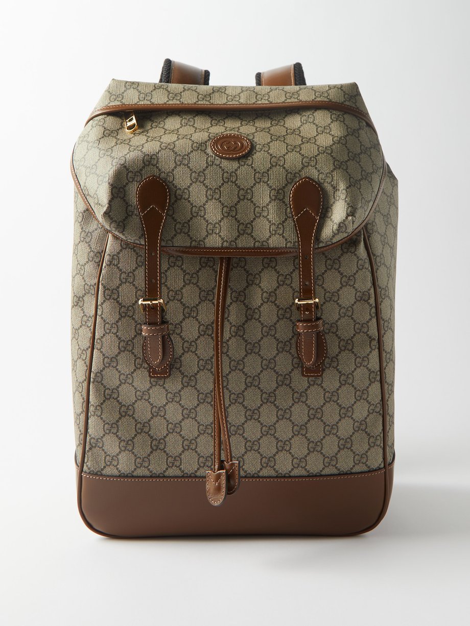 Beige GG-Supreme canvas and leather backpack | Gucci | MATCHESFASHION US