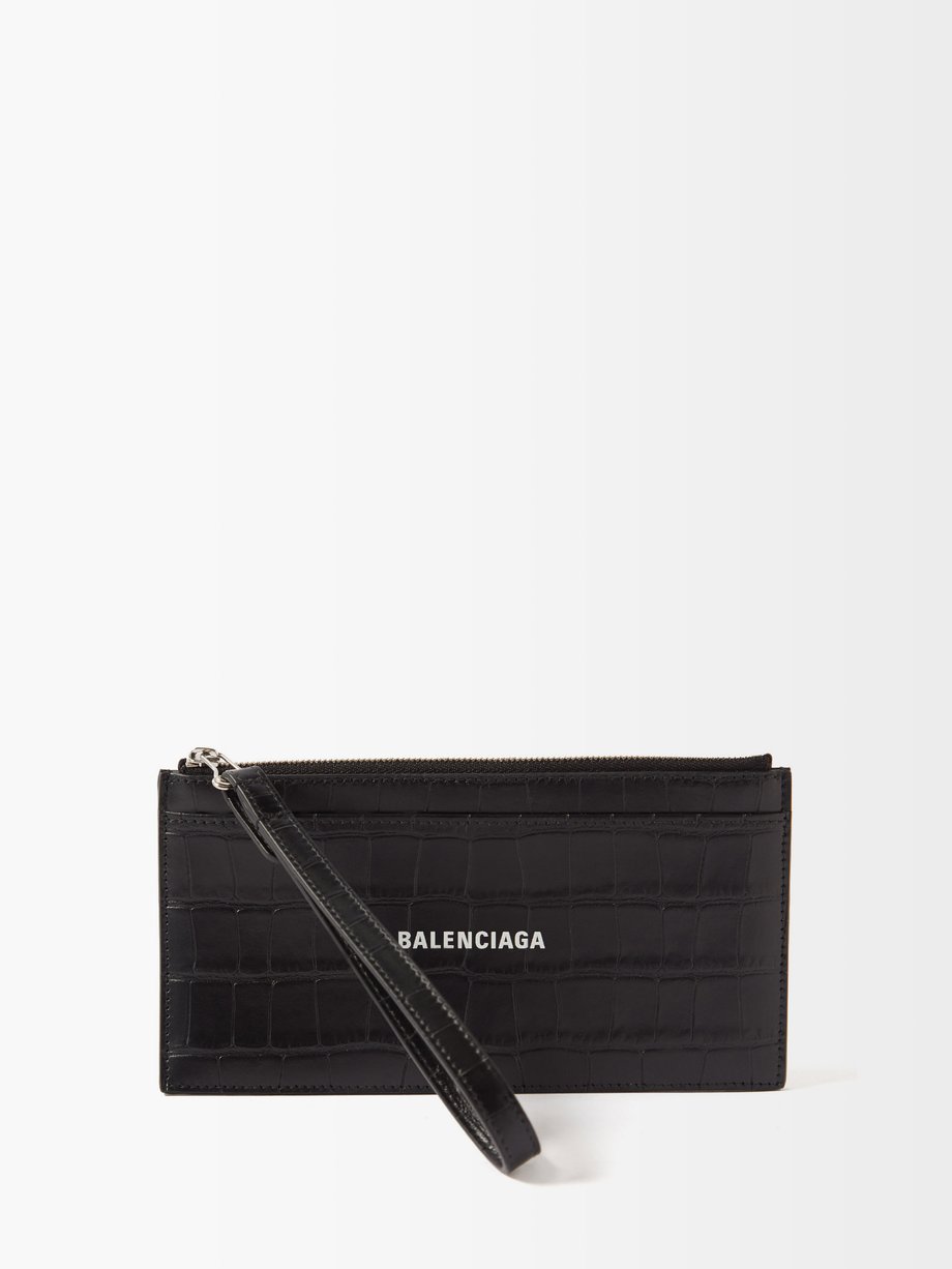 발렌시아가 Balenciaga Black Cash croc-effect leather cardholder
