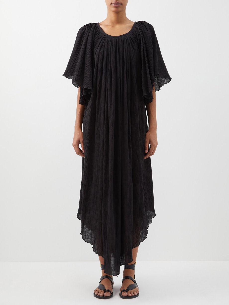 Haut en étamine de coton à cordon coulissant Coton Raey en coloris Noir Femme Vêtements Tops Manches courtes 