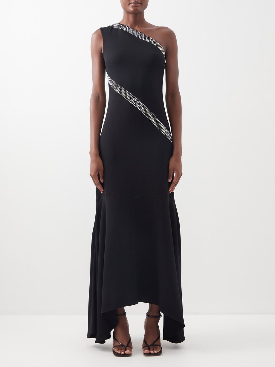 Black Sable one-shoulder crystal-embellished dress | Stella McCartney ...