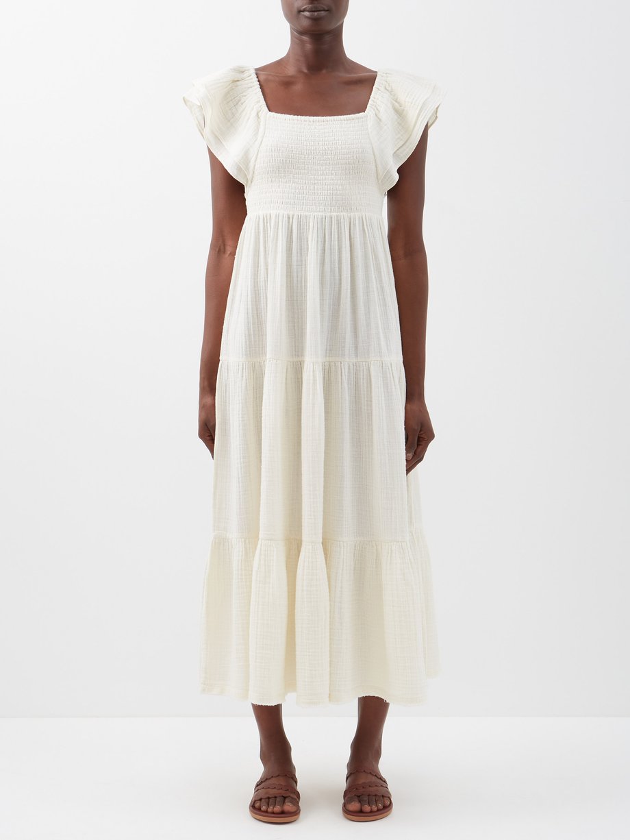 White Choo-Ha square-neck cotton midi dress | Anaak | MATCHESFASHION UK