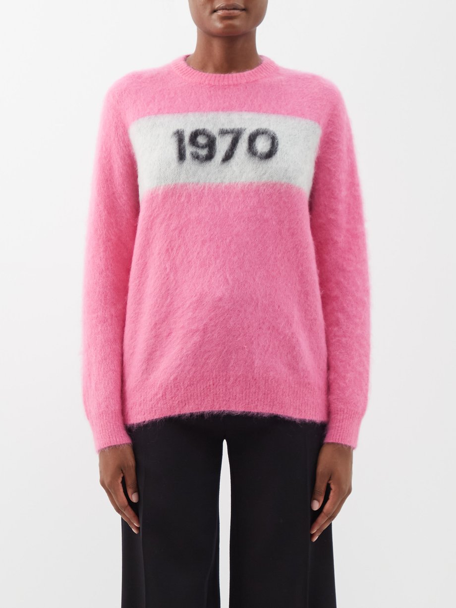 Bella Freud Pink 1970 intarsia mohair-blend sweater | 매치스패션, 모던 럭셔리 온라인 쇼핑
