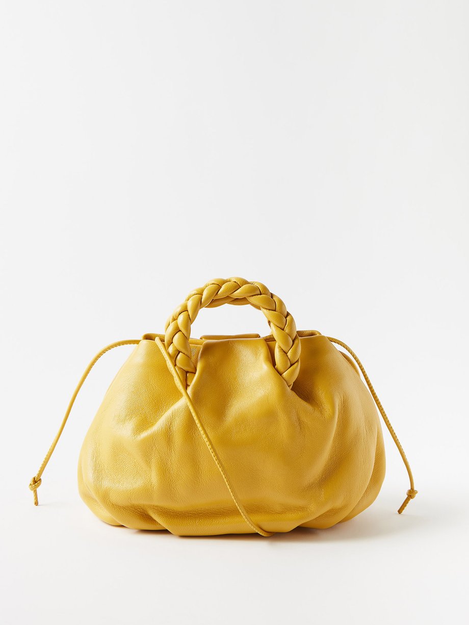 헤레우 봉봉백 Hereu Yellow Bombon braided-handle leather cross-body bag