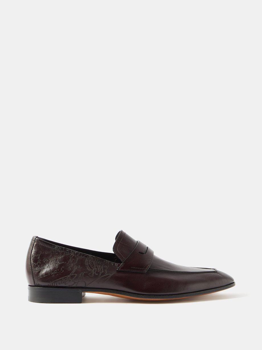 Brown Lorenzo Scritto-leather penny loafers | Berluti | MATCHESFASHION AU