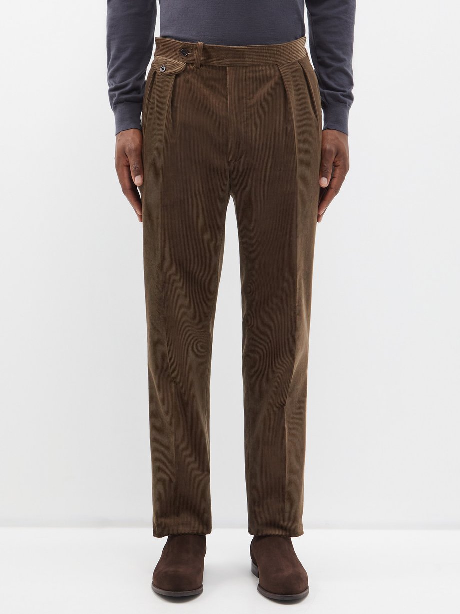 Ralph Lauren Purple Label Brown Double-pleated corduroy trousers | 매치스 ...