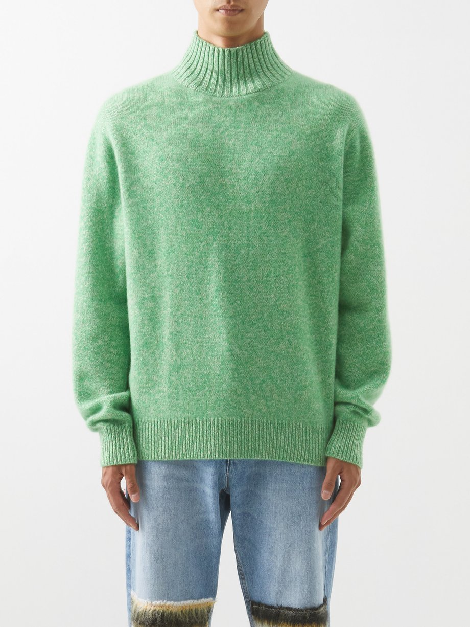 Green Mélange cashmere roll-neck sweater | The Elder Statesman ...