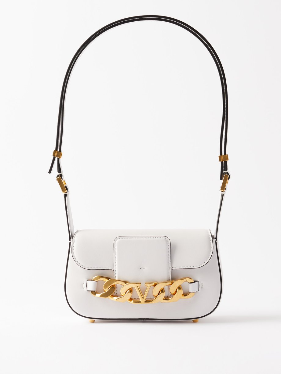 Valentino White V-Logo chain leather shoulder bag | 매치스패션, 모던 럭셔리 온라인 쇼핑