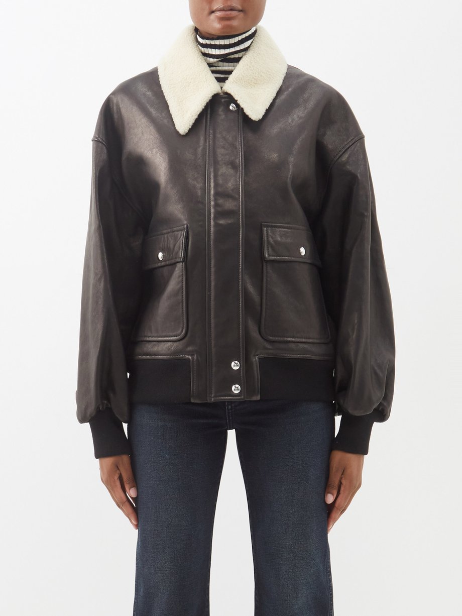 Womens Clothing Jackets Leather jackets Khaite Shellar Black Leather Jacket 